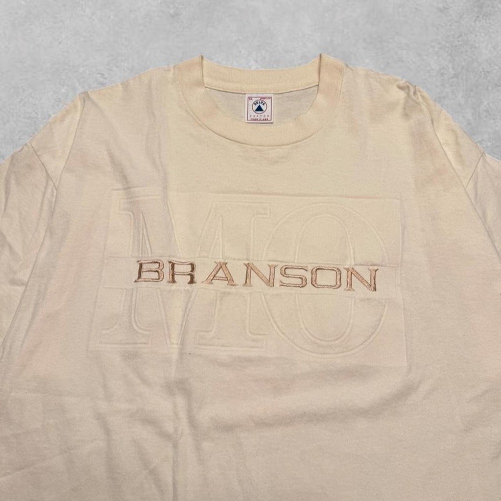 Vintage Delta Branson Missouri Embroidered Single Stitch T-Shirt Cream XL